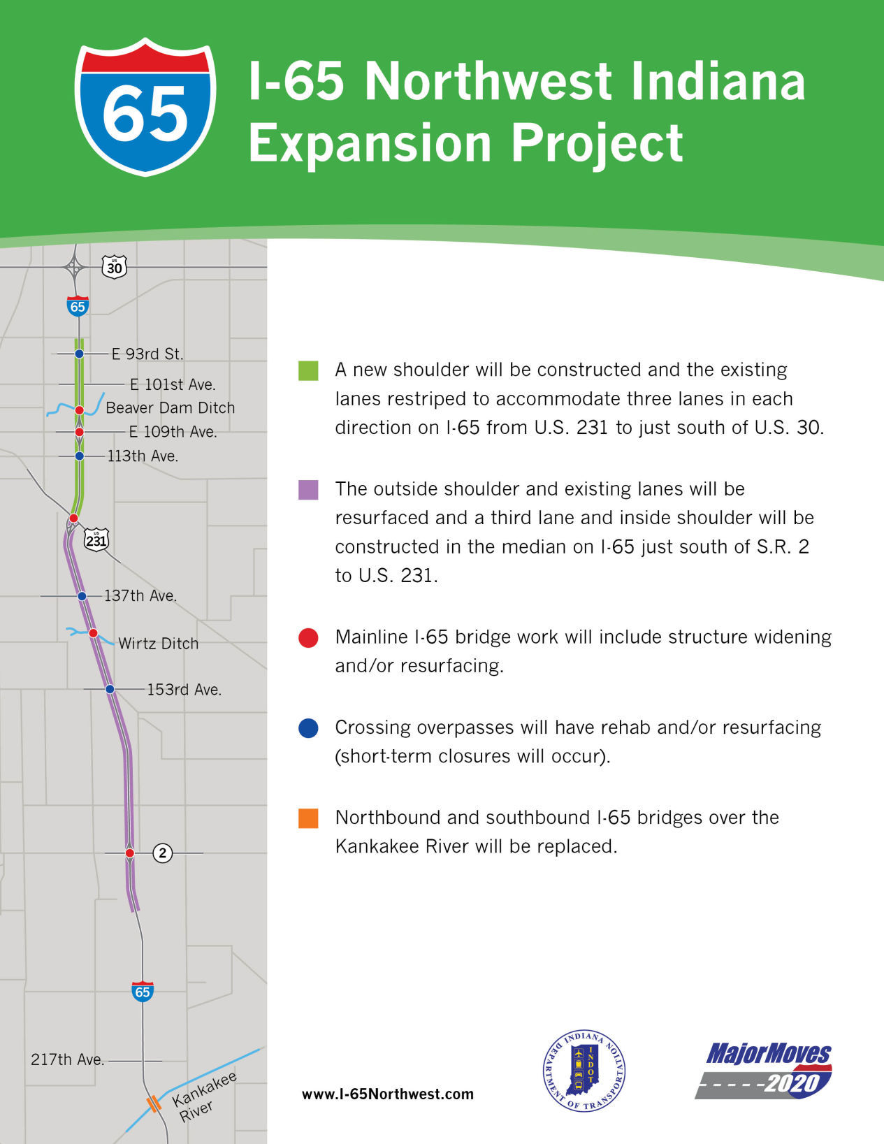 I-65 NW IN Expansion Project map